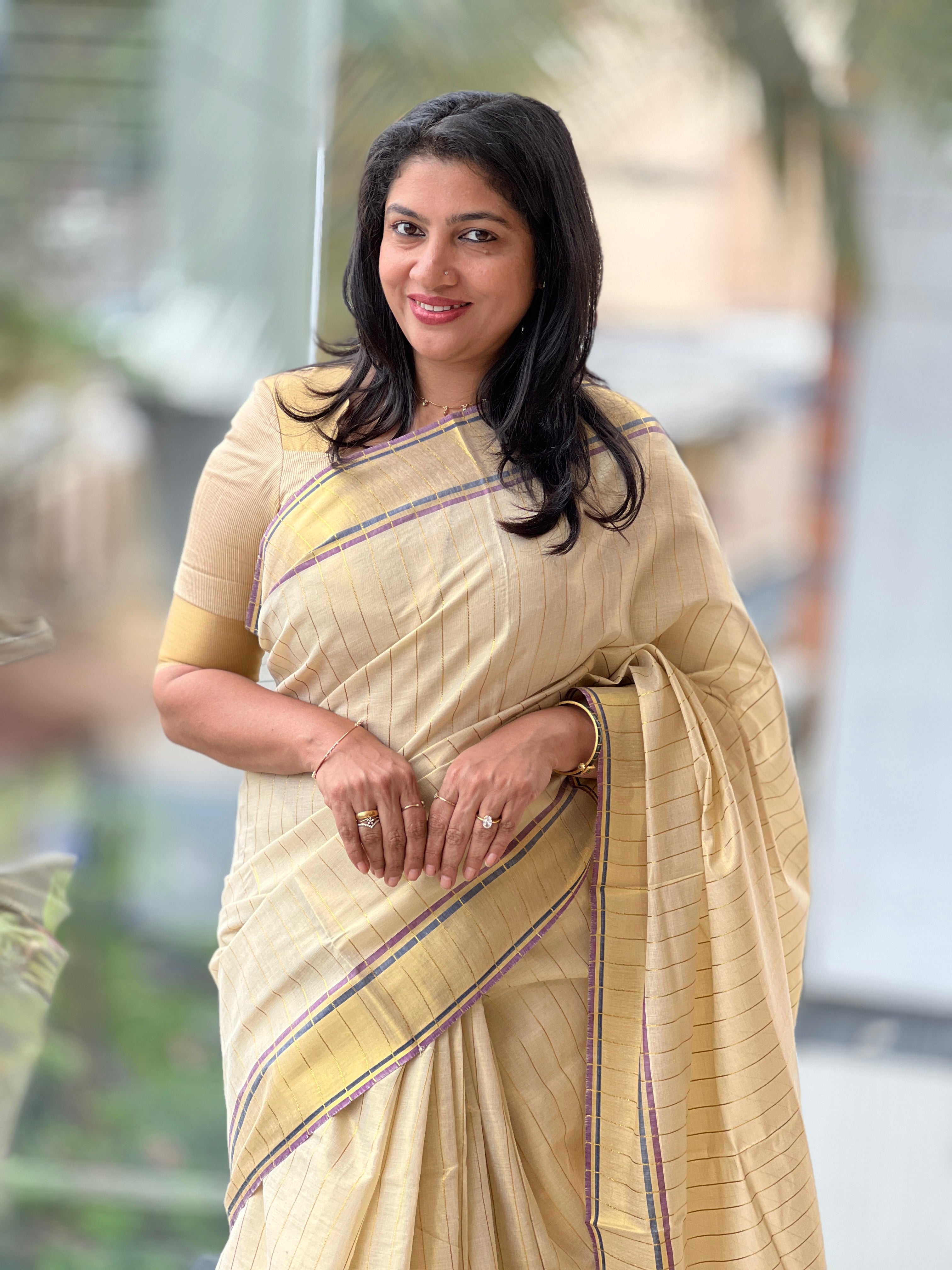 Tissue Weaved Kerala Cotton Saree |  RLF139