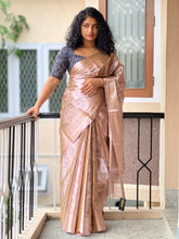 Leaf Jaal Patterned Pink Tissue Saree | NN148