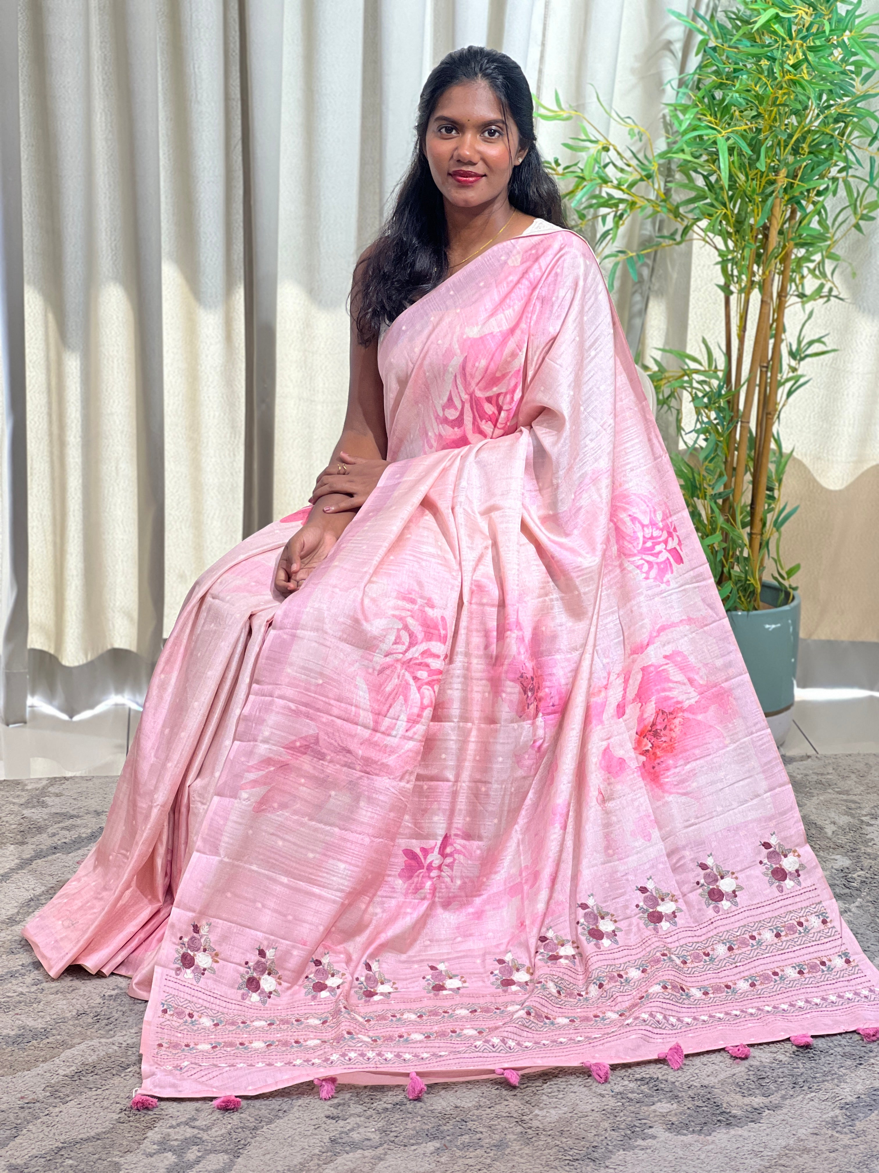 Digital Printed Semi Tussar Saree | YNG1483
