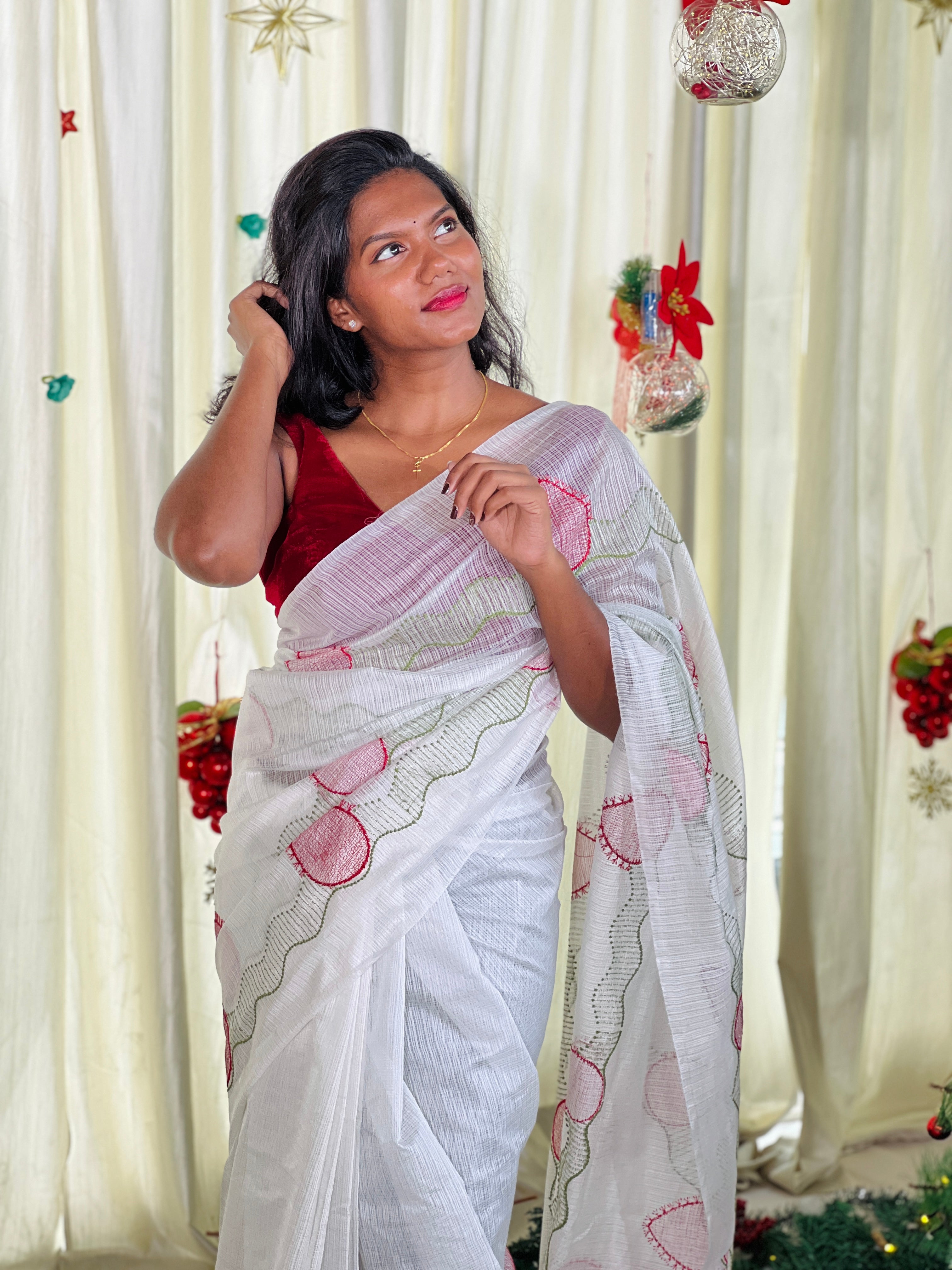 Machine Point Embroidery Detailed Kota Saree | NHH570