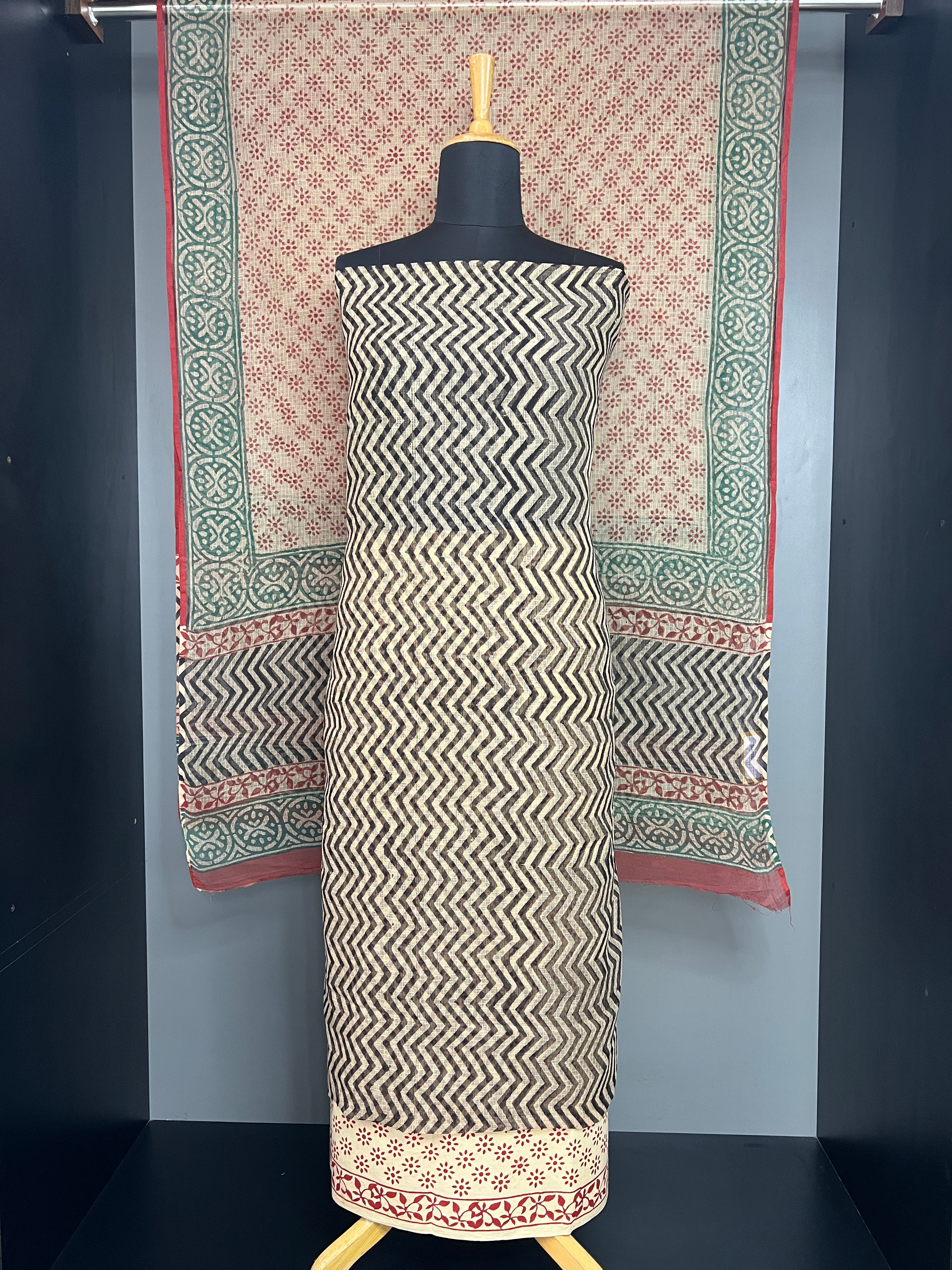 Hand Block Printed Silky Kota Salwar Set | VFC602