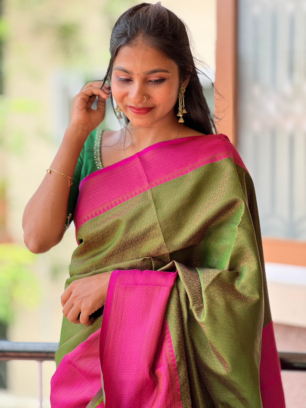 Brocade Weaving Semi Silk Saree | KF120