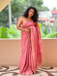 Thread Weaving Bhagalpuri Linen Saree | SK354