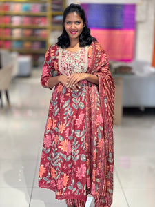 Floral Digital Printed Cotton Kurta Set | VFD147