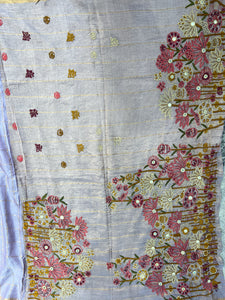 Zari Check Pattern With Mirror Detailed Pure Tussar Saree | RGD725
