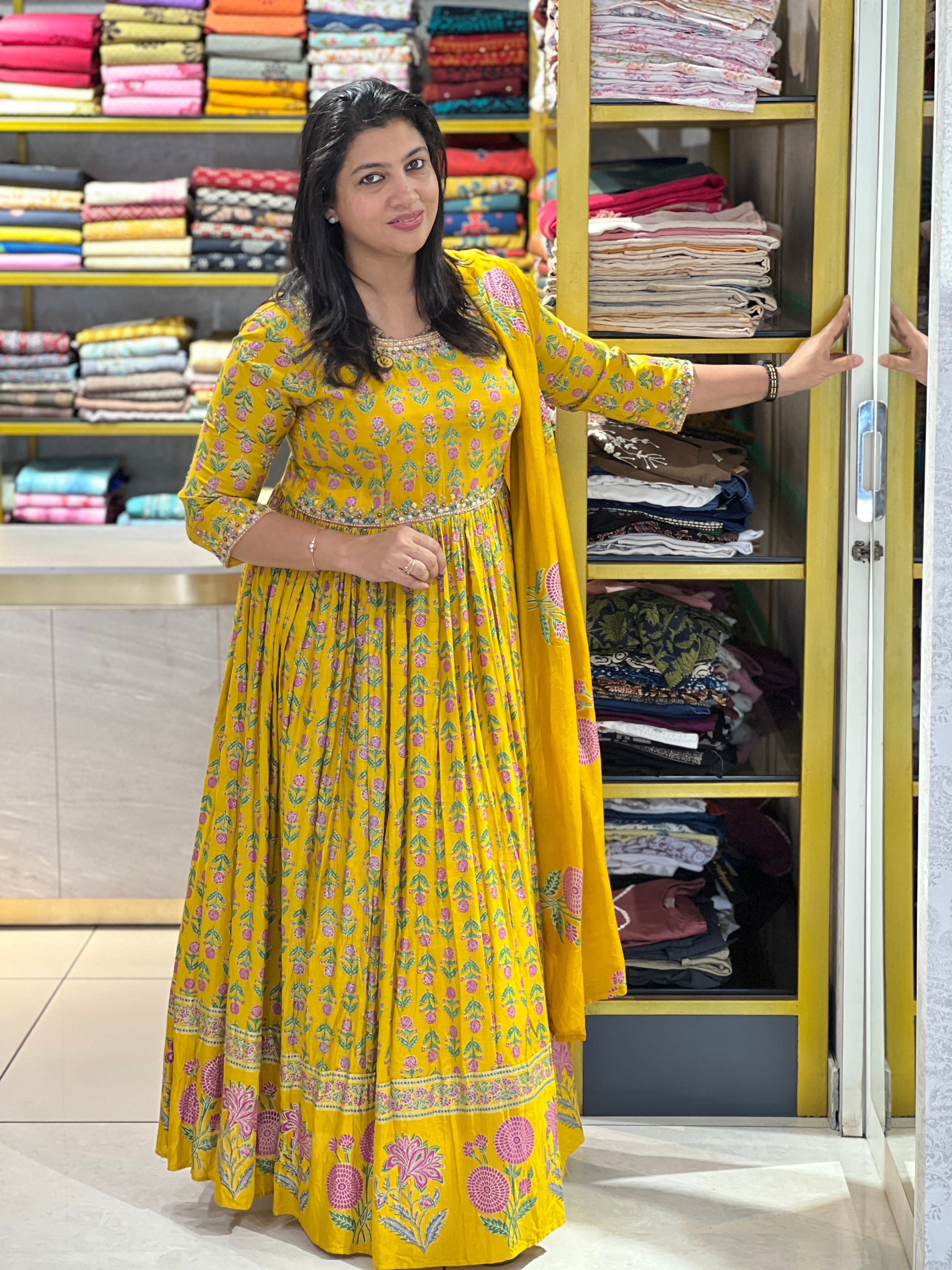 Floral Printed Chinon Kurta Set | FW168