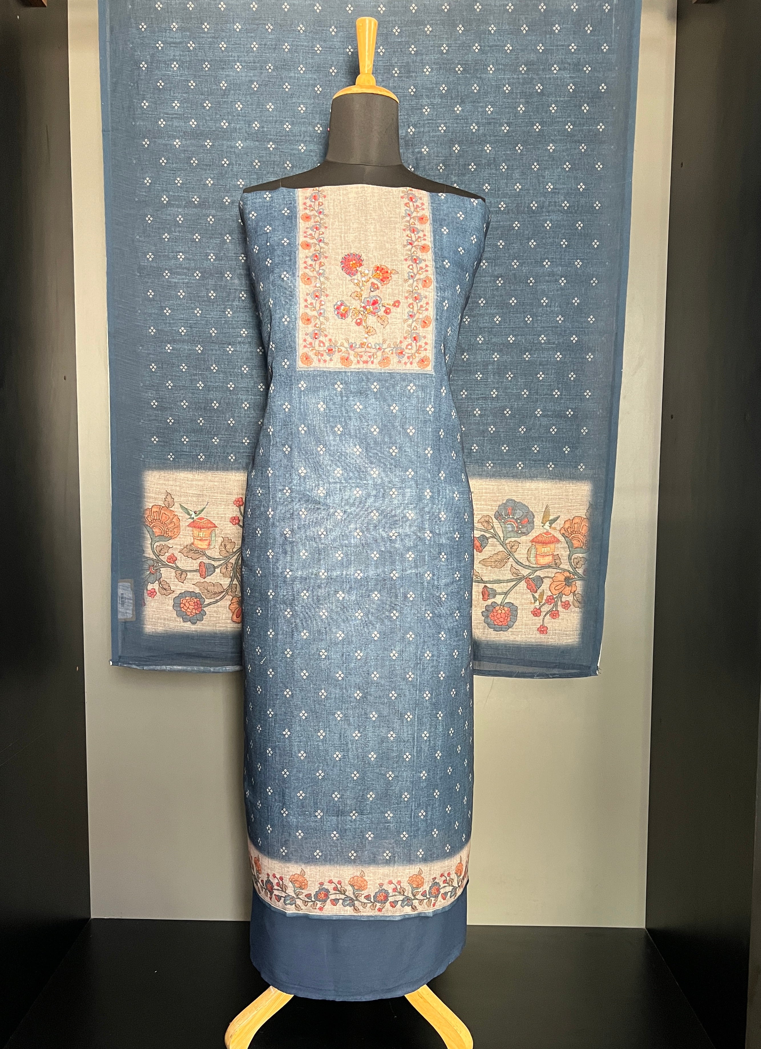Bhagalpuri Woven Semi Linen Salwar Set | SW2433