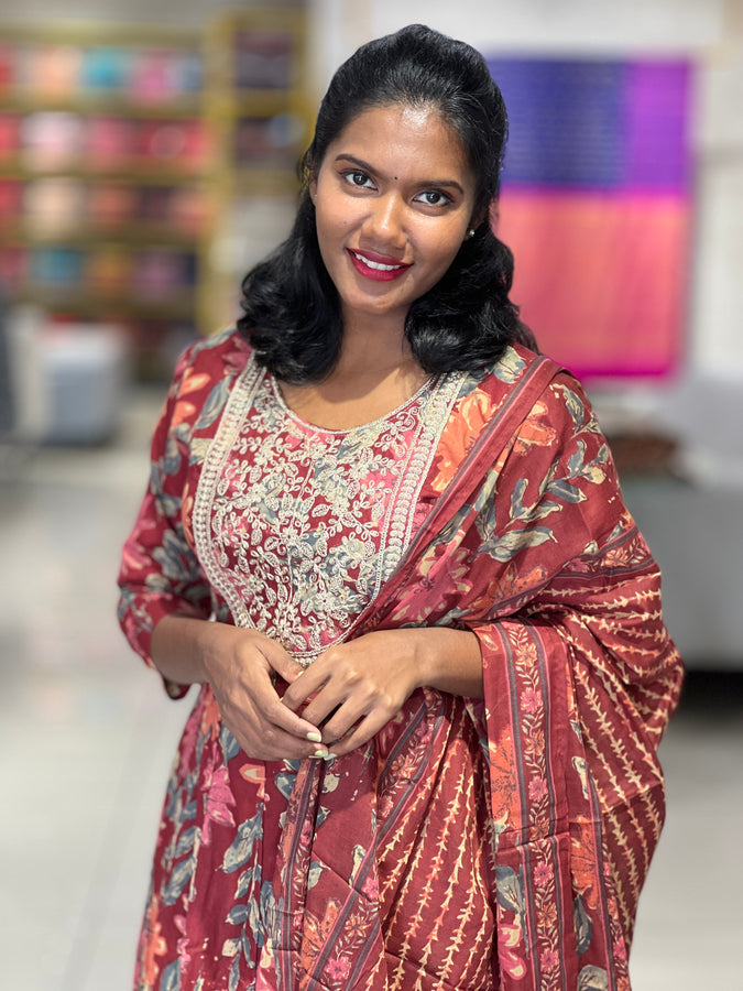 Floral Digital Printed Cotton Kurta Set | VFD147