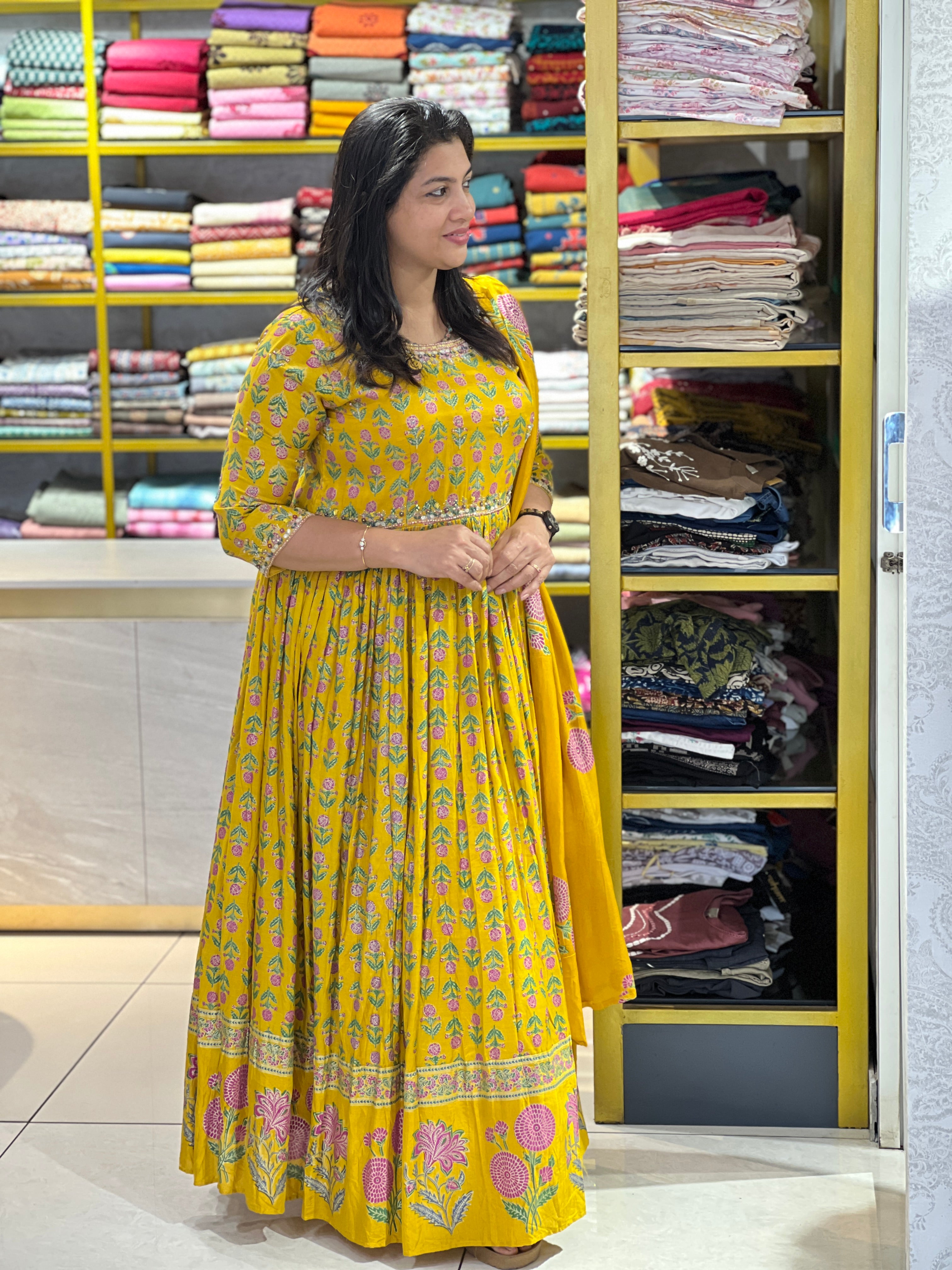 Floral Printed Chinon Kurta Set | FW168