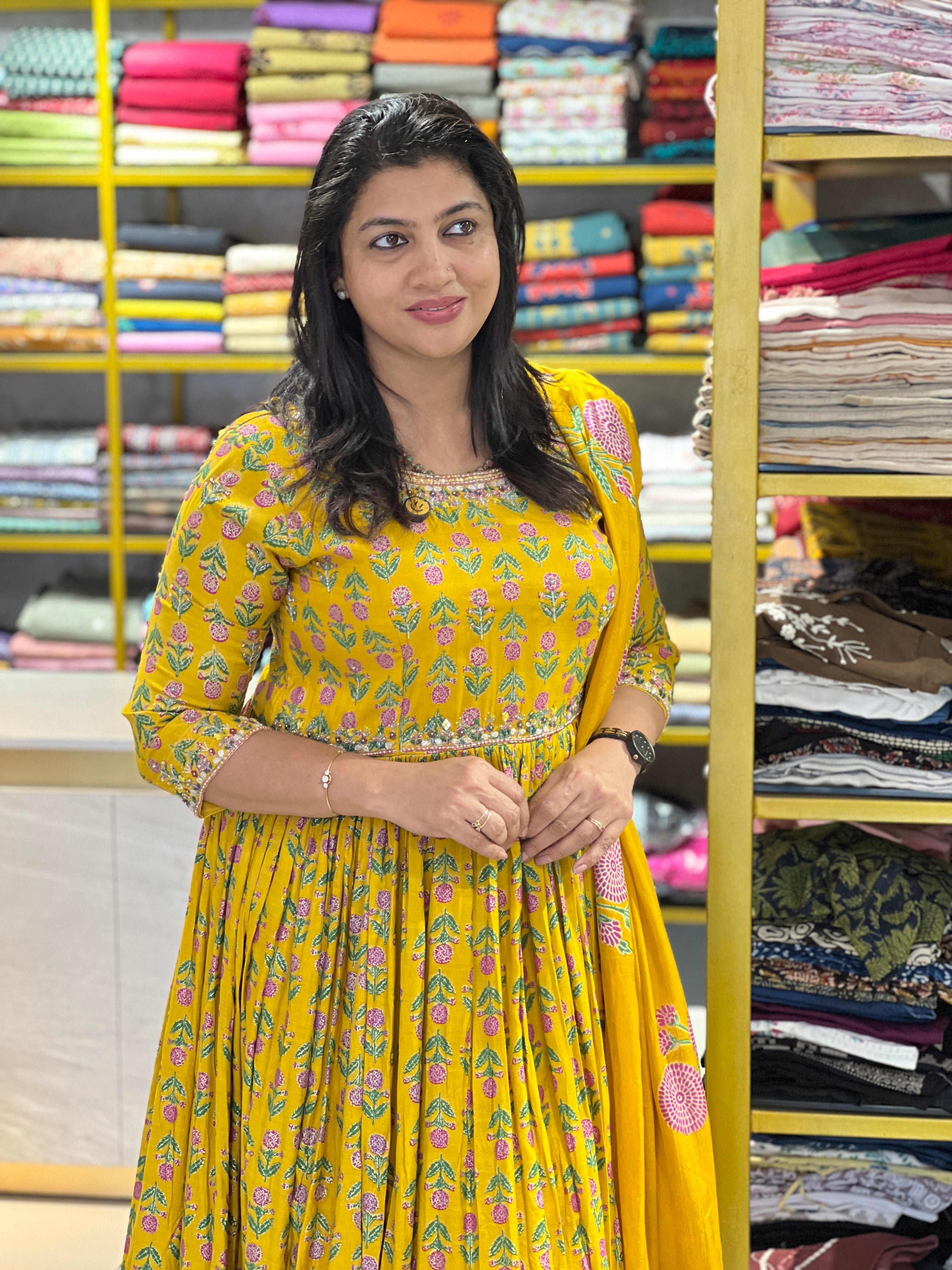 Floral Printed Chinon Kurta Set | FW168