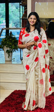 Digital Print With Applique Detailed Semi Tussar Saree | HT208