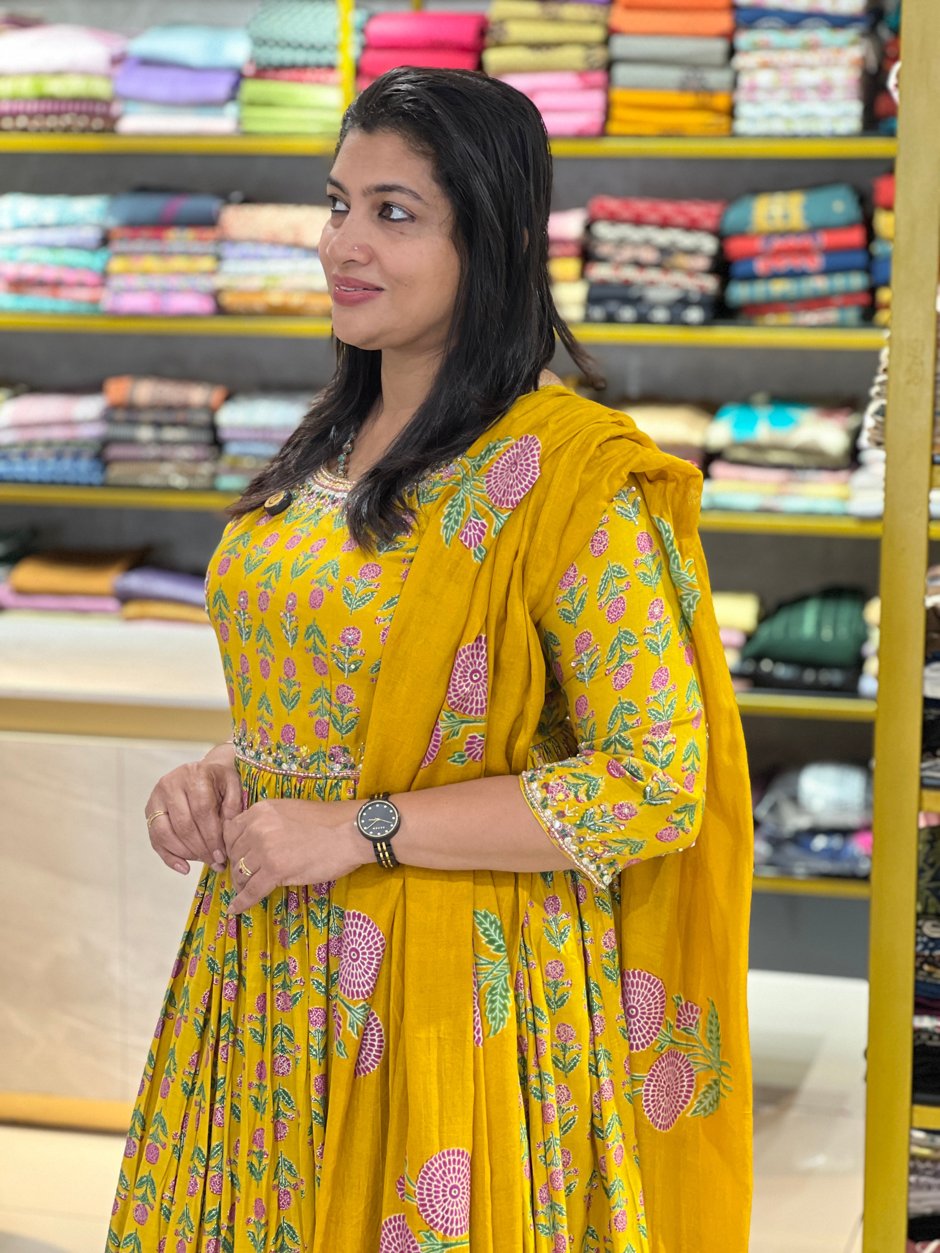 Floral Printed Chinon Kurta Set | FW168