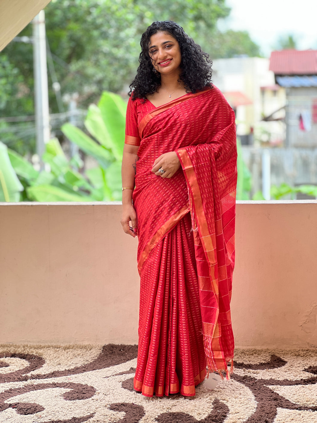 Thread Weaving Bhagalpuri Linen Saree | SK356