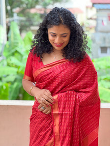 Thread Weaving Bhagalpuri Linen Saree | SK356