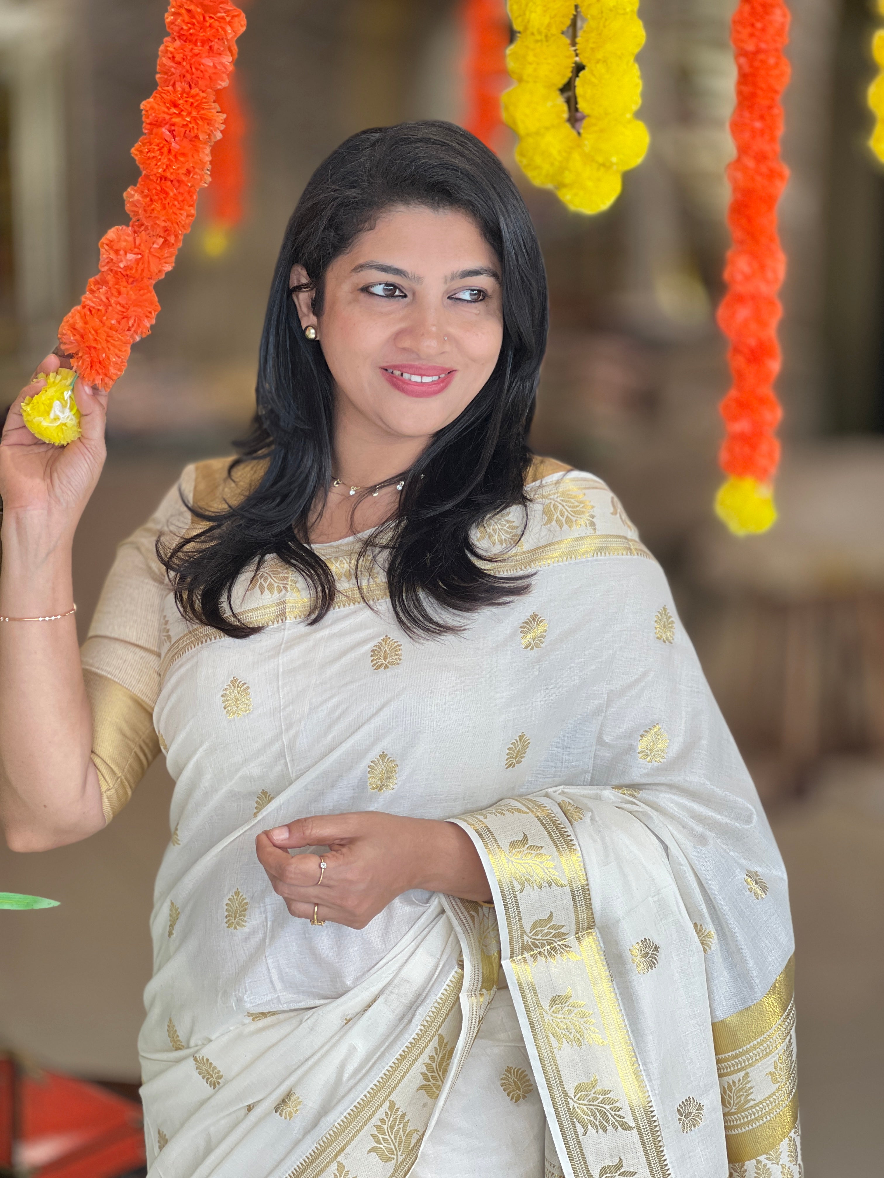 Leaf Pattern Kerala Cotton Saree | RLF195