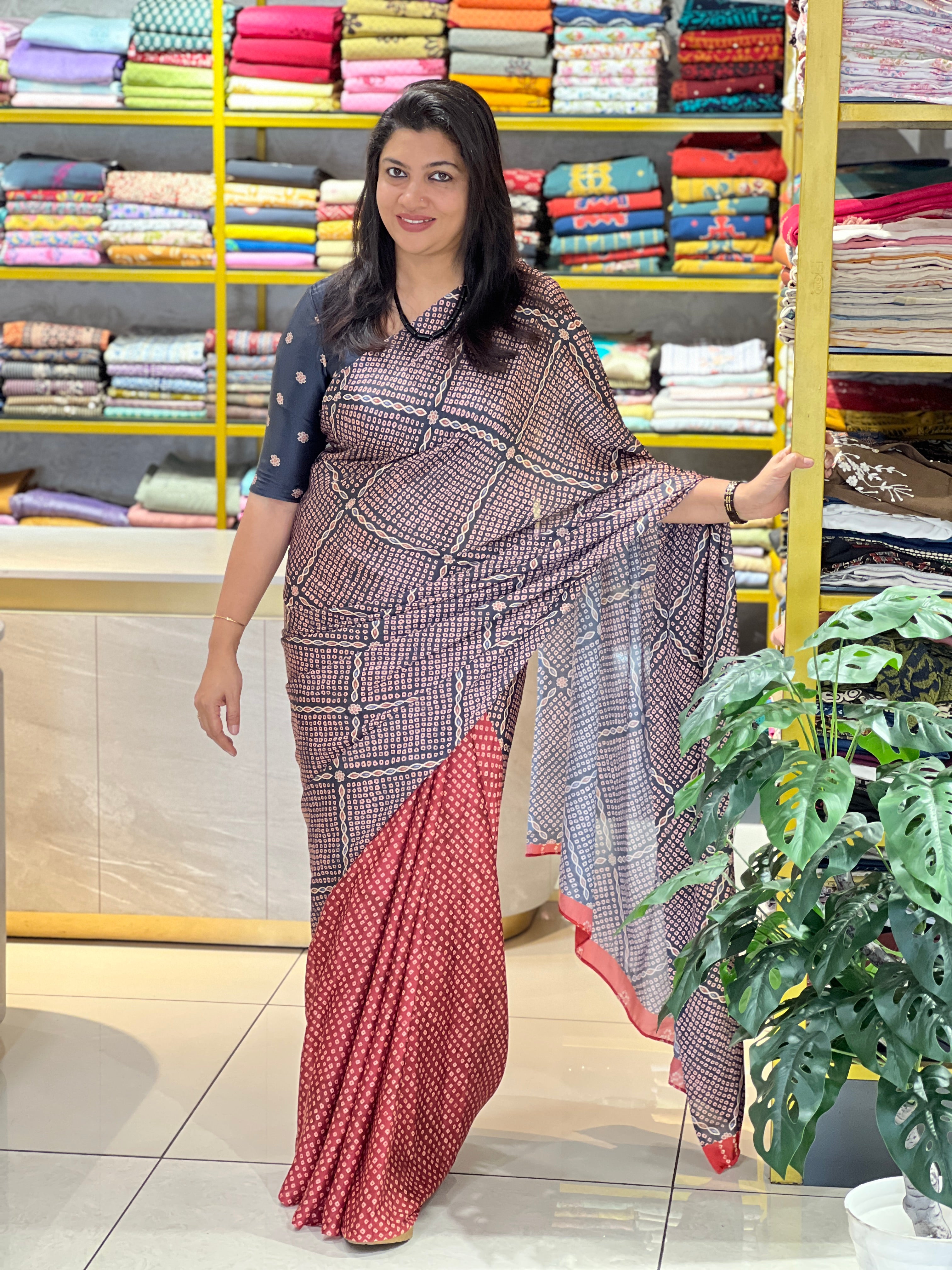 Bandhani Digital Printed Modal Finish Saree | SSN492