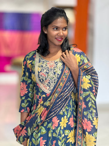 Floral Digital Printed Cotton Kurta Set | VFD150