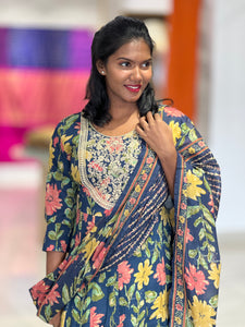 Floral Digital Printed Cotton Kurta Set | VFD150