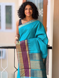 Semi Silk Saree With Check Weaved Pattern | SKH160