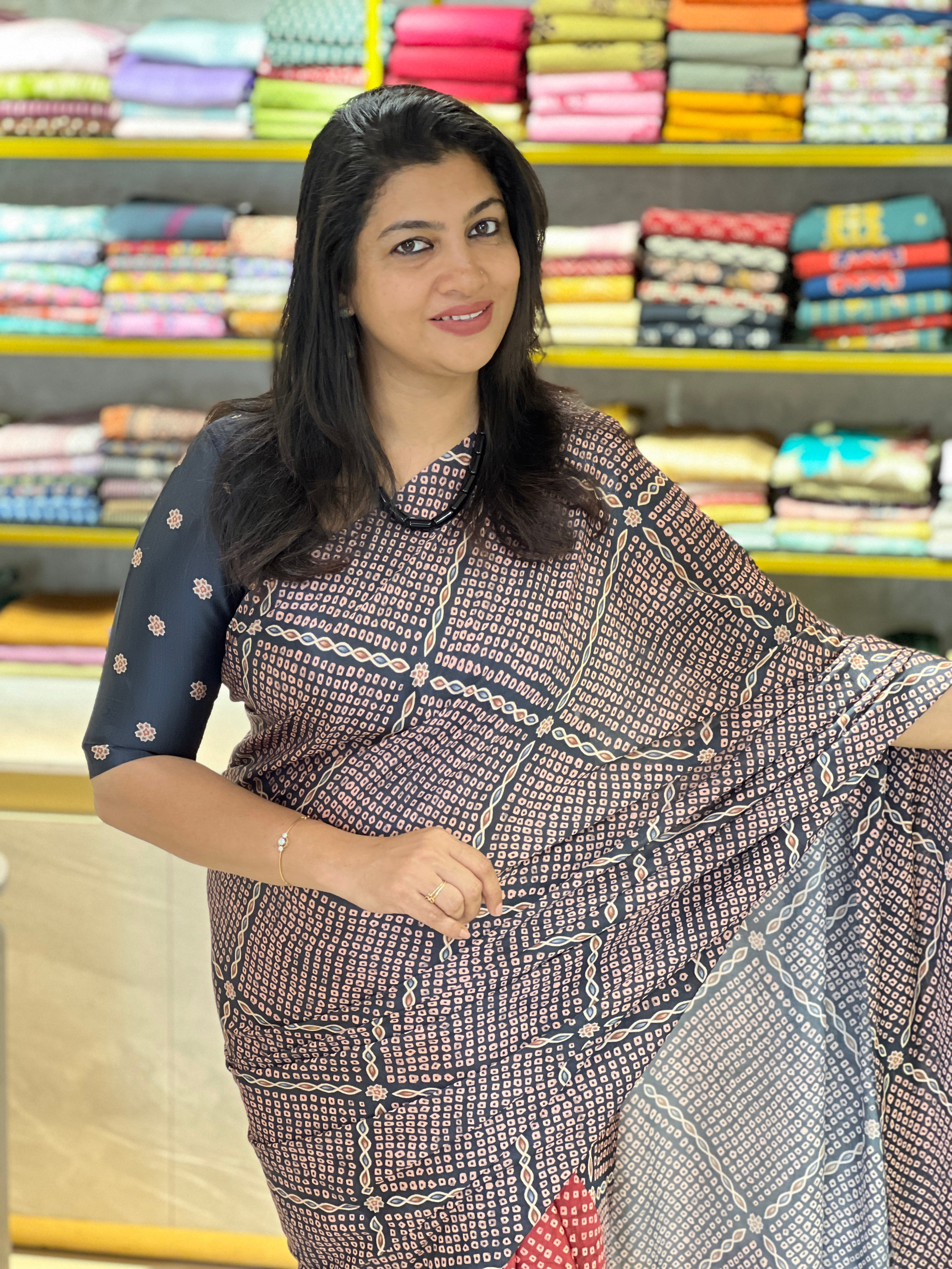 Bandhani Digital Printed Modal Finish Saree | SSN492