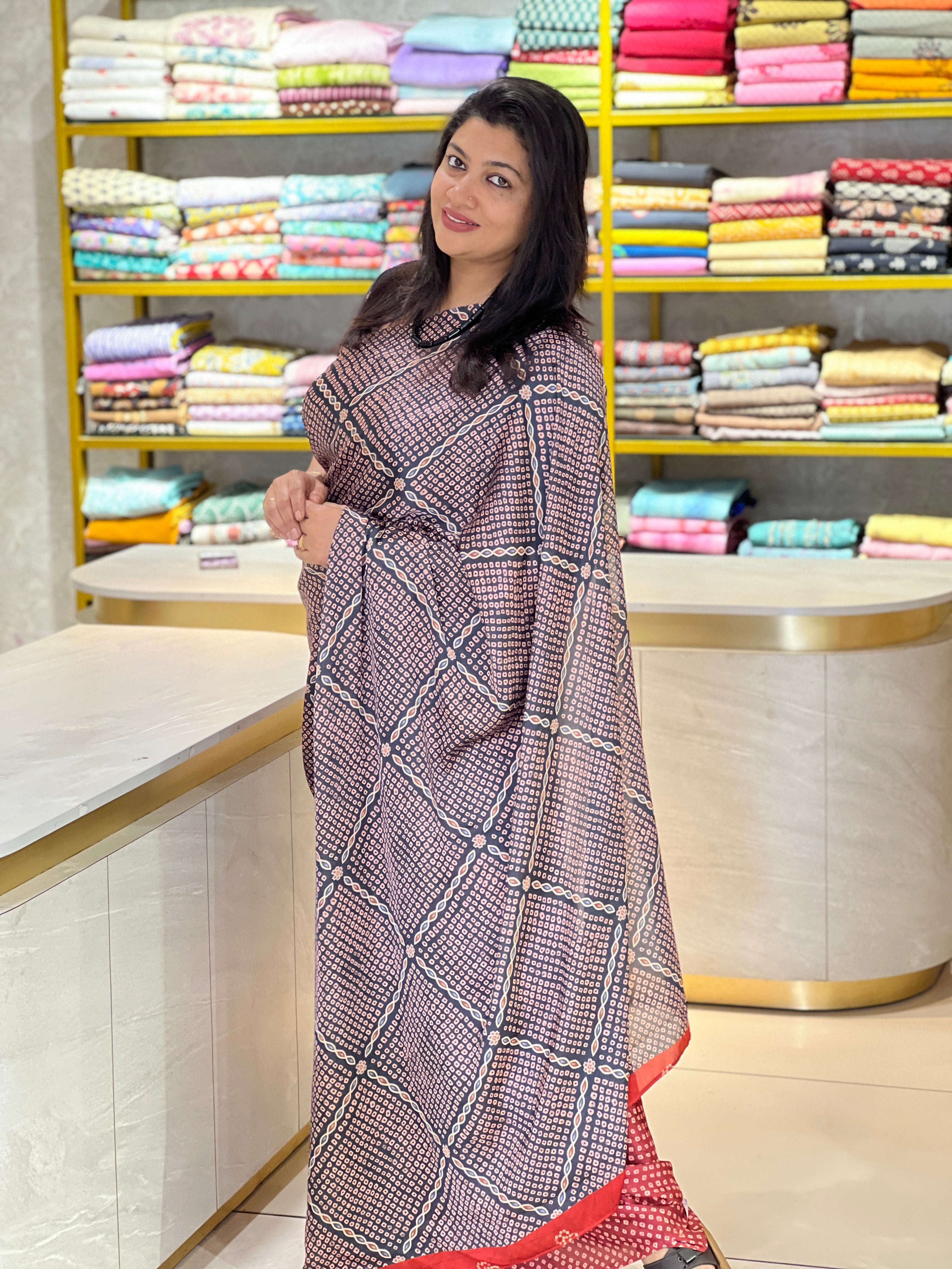 Bandhani Digital Printed Modal Finish Saree | SSN492