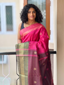 Temple Border Semi Silk Saree | SKH157