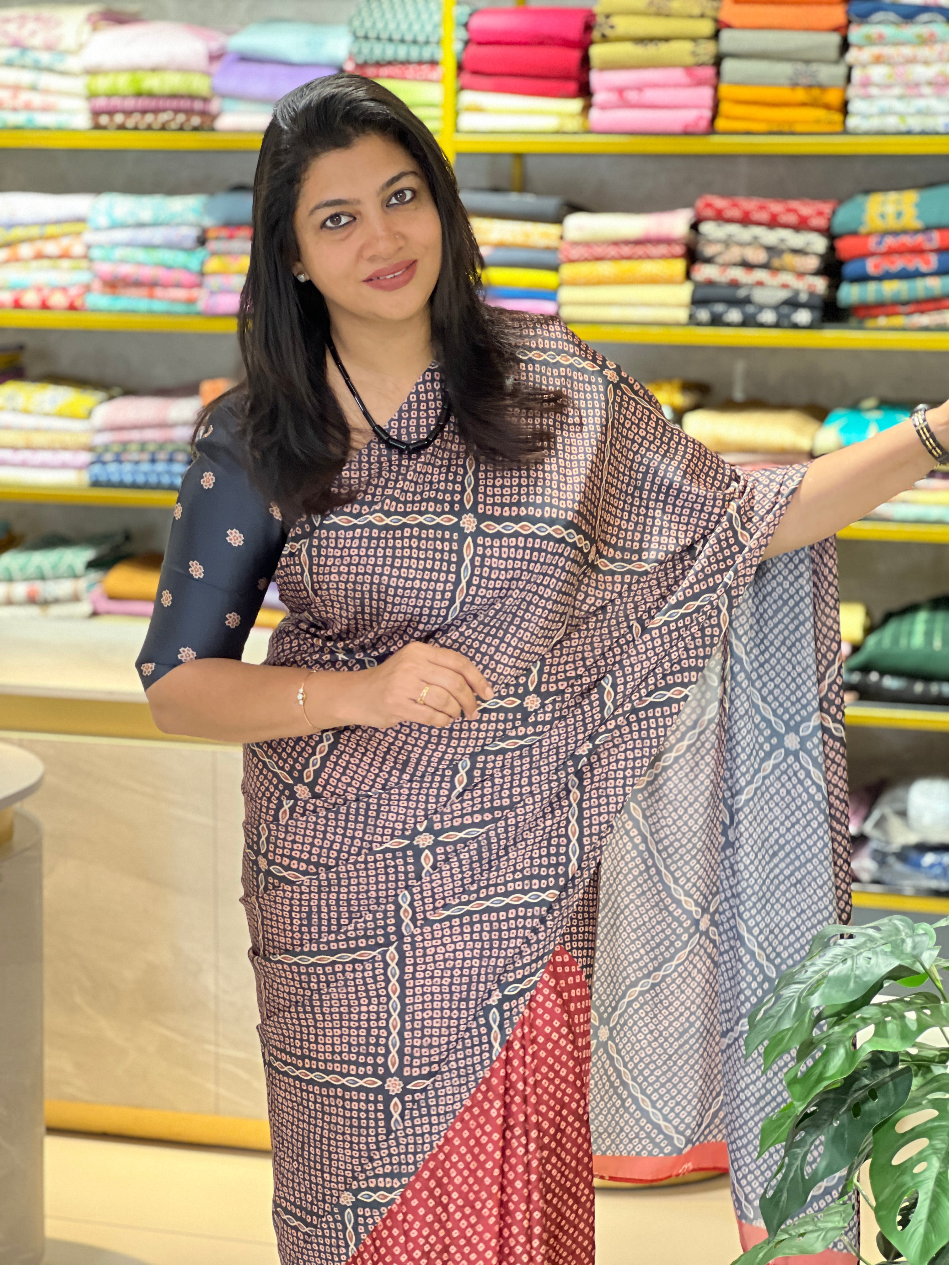 Bandhani Digital Printed Modal Finish Saree | SSN492