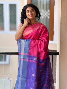 Temple Border Semi Silk Saree | SKH157