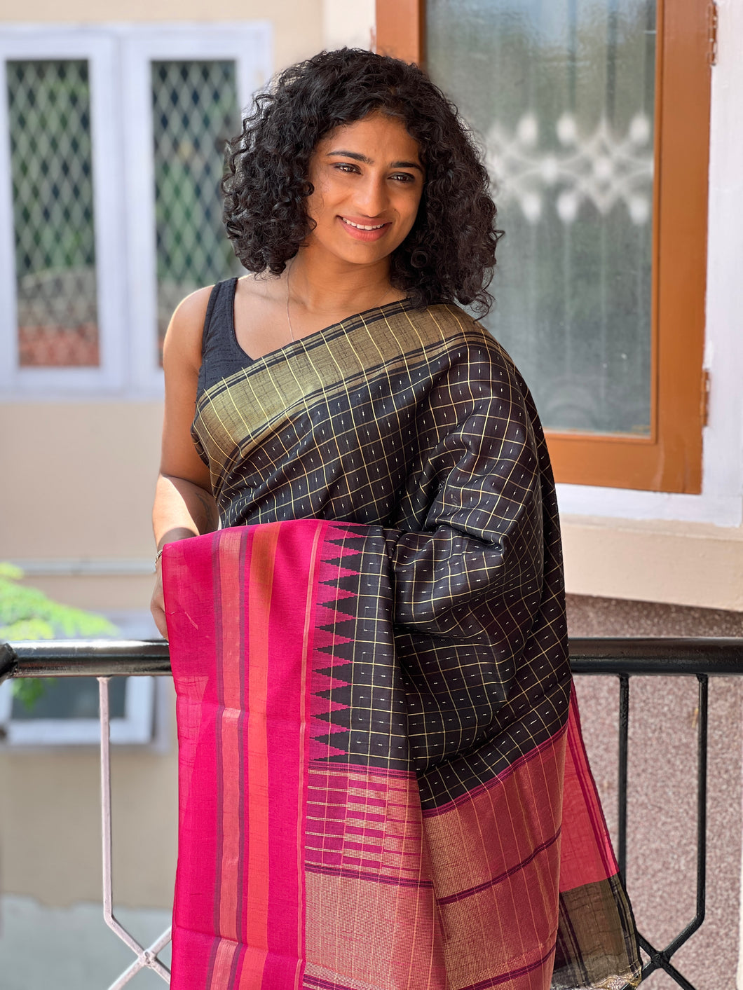 Temple Border Semi Silk Saree | SKH156