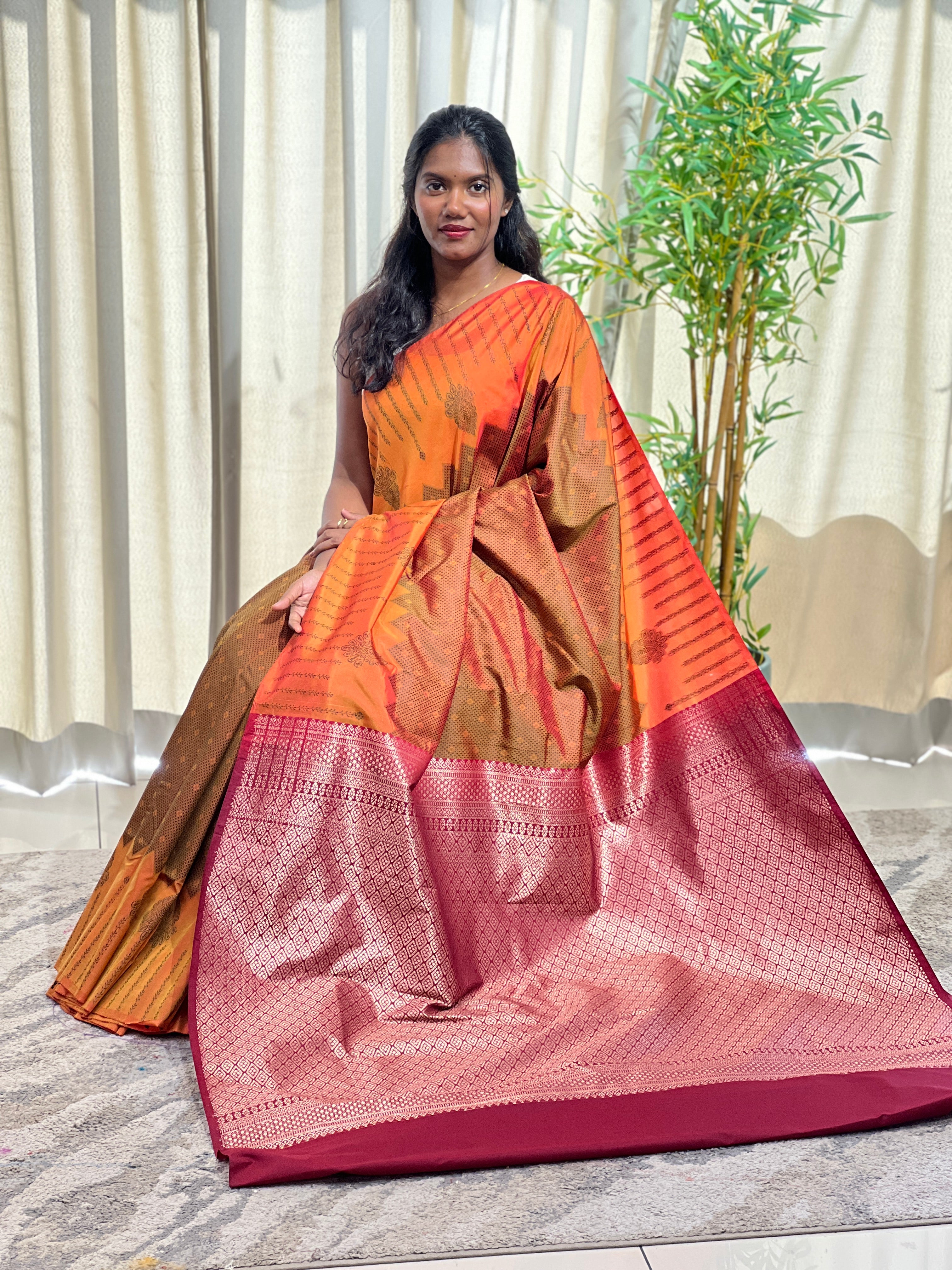 Line Weaved Pattern Semi Silk Saree  | RVS277