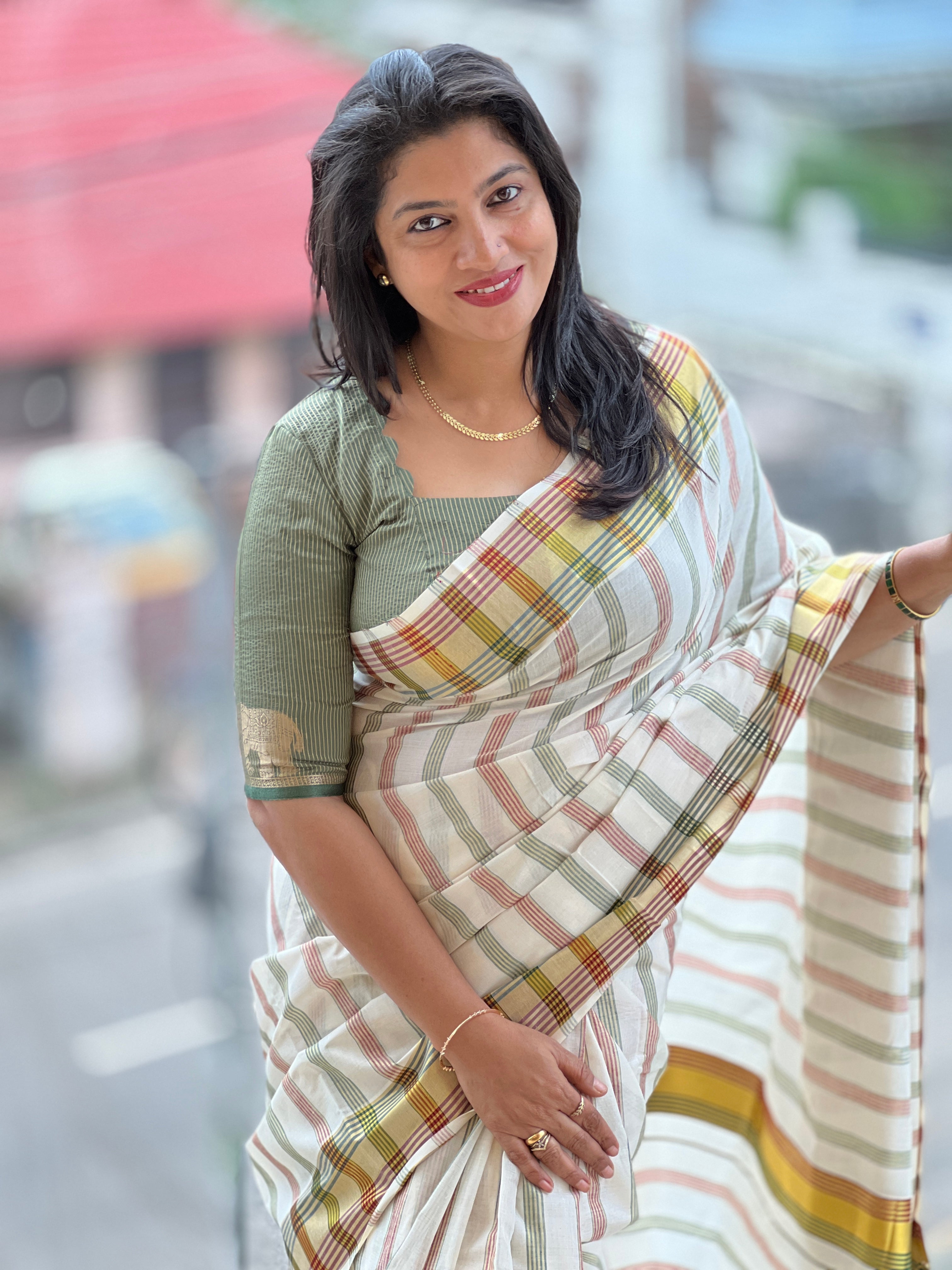 Line Pattern Kerala Cotton Saree | RLF127