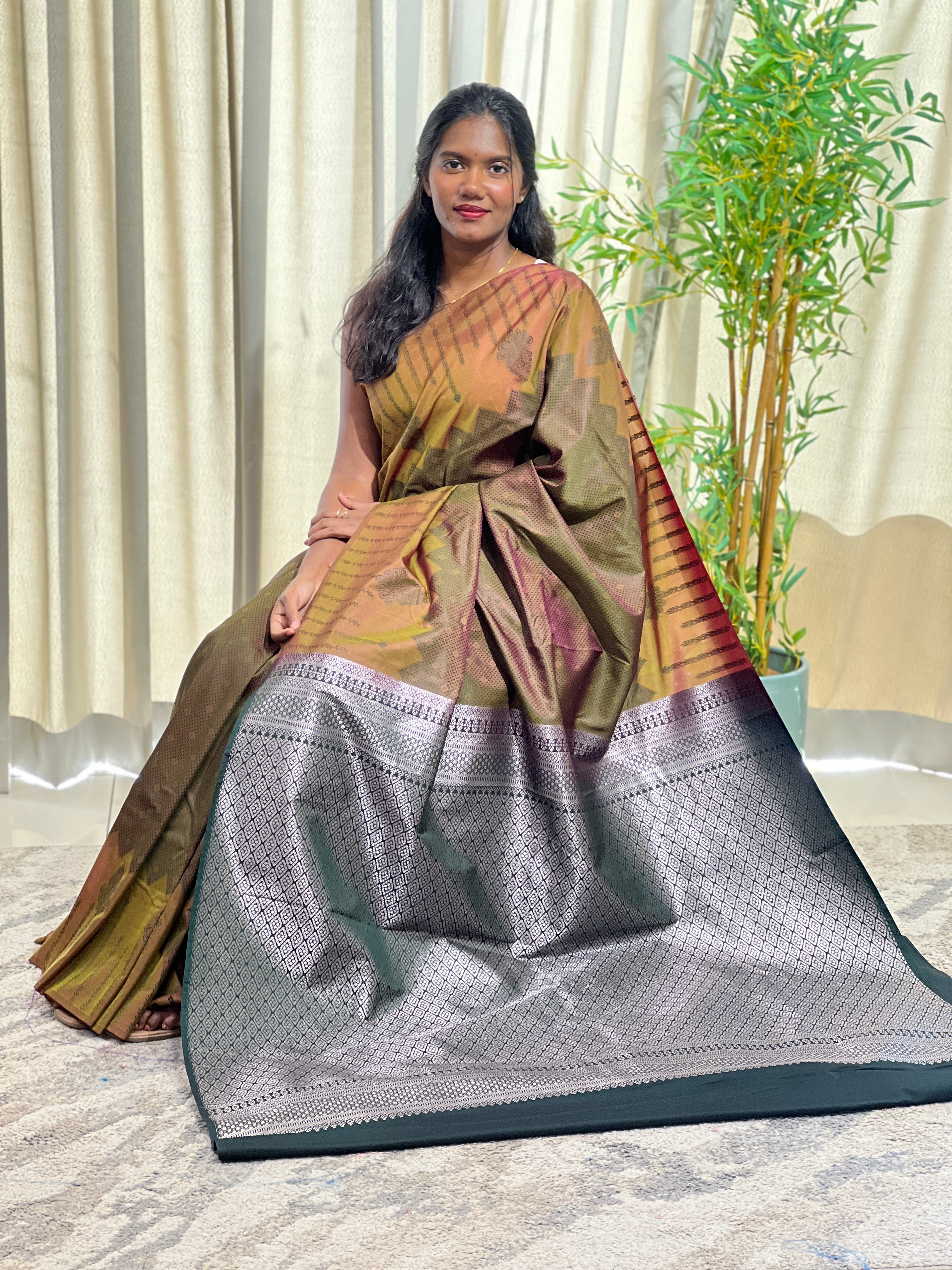 Line Woven Semi Silk Saree | RVS280