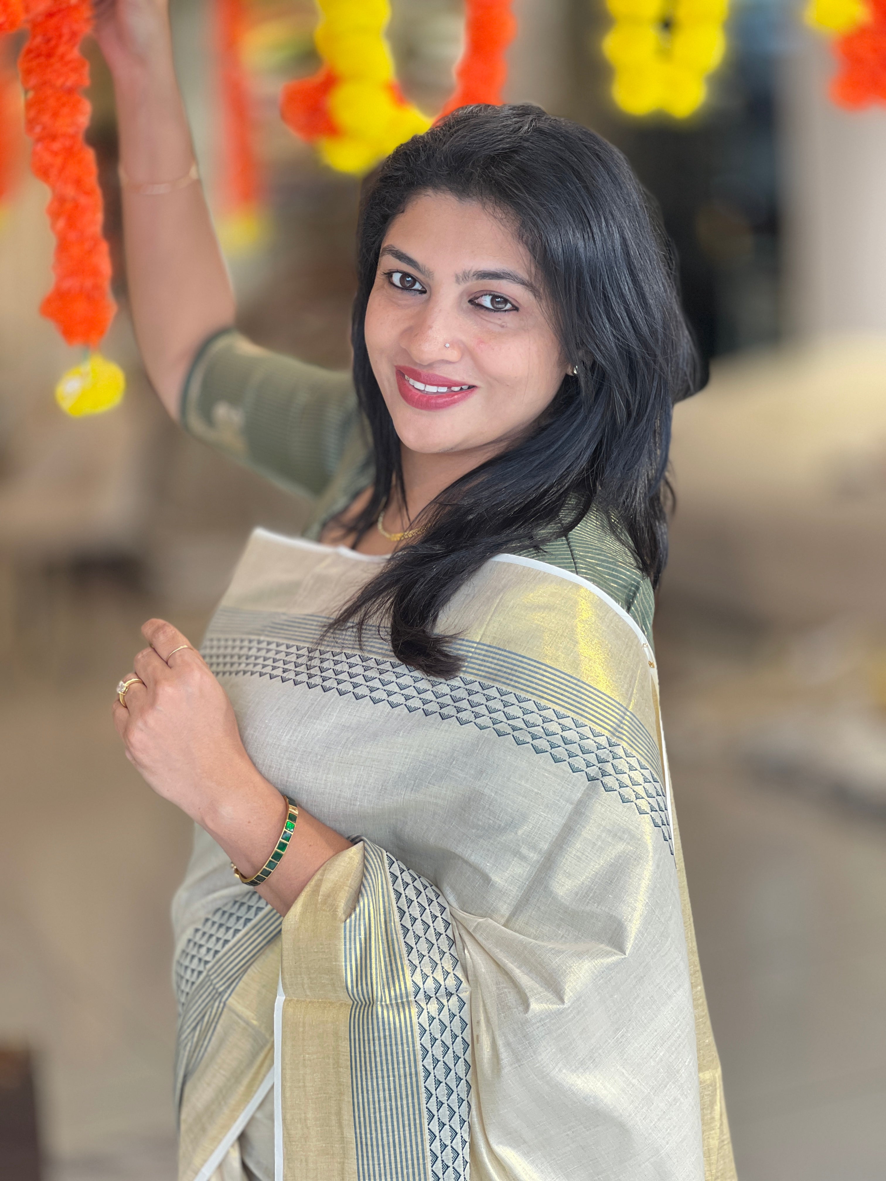 Traditional Temple Woven Kerala Cotton Saree | RLF112