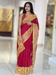 Block Printed Supernet Kota Saree | PF1050