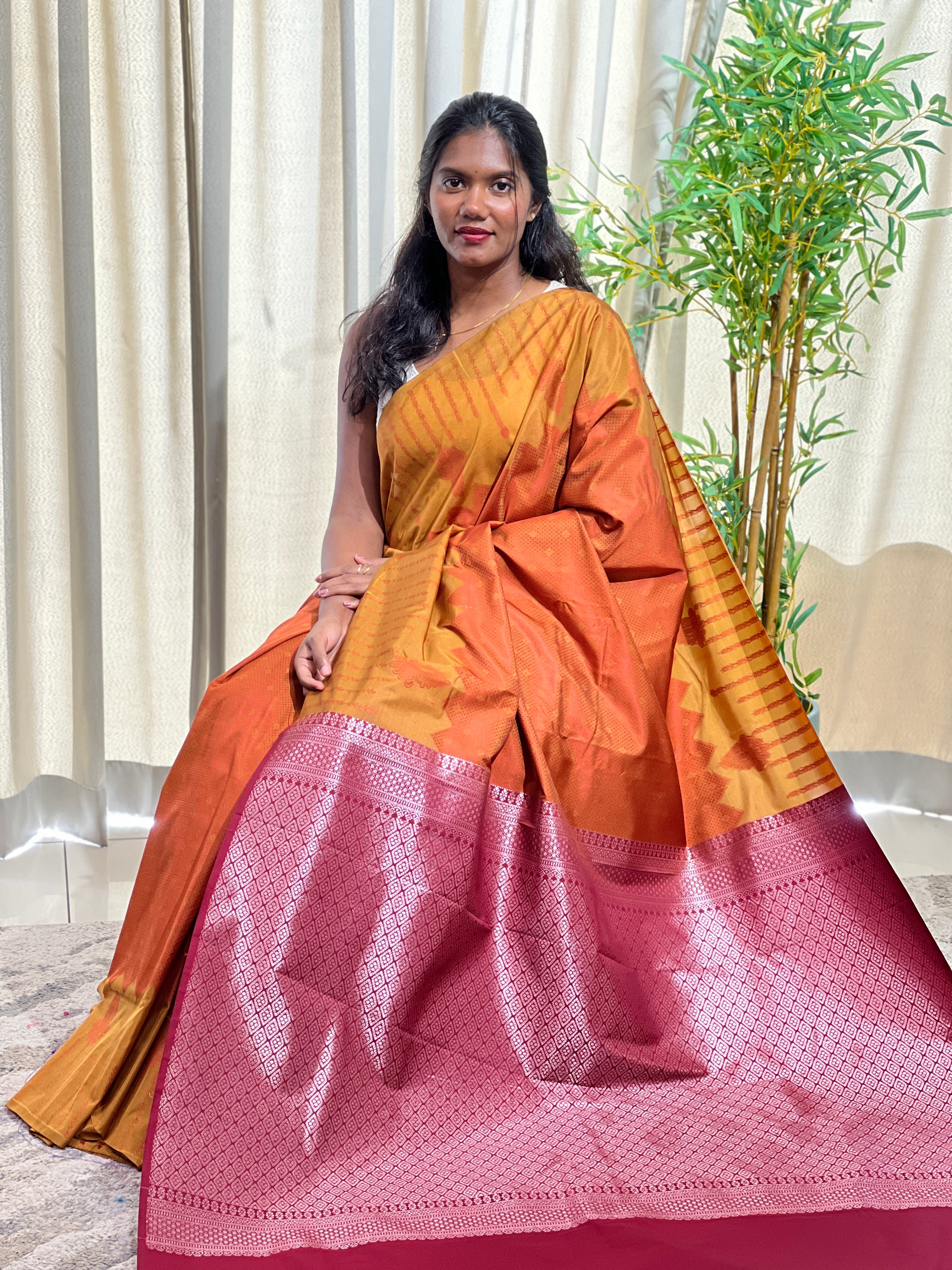 Line Woven Pattern Semi Silk Saree | RVS278