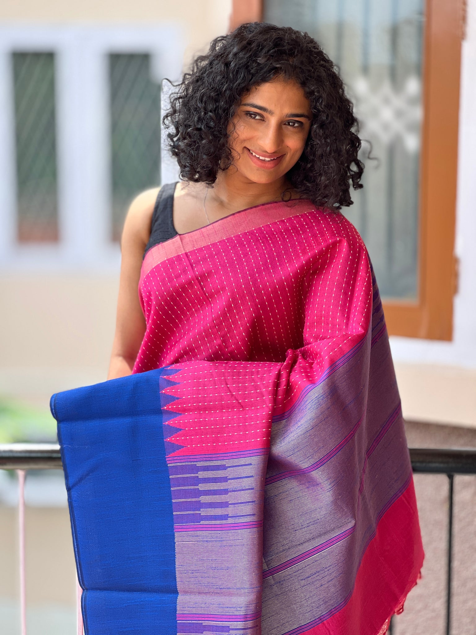 temple cotton weaving jacqaurd casual wear saree collection Catalog