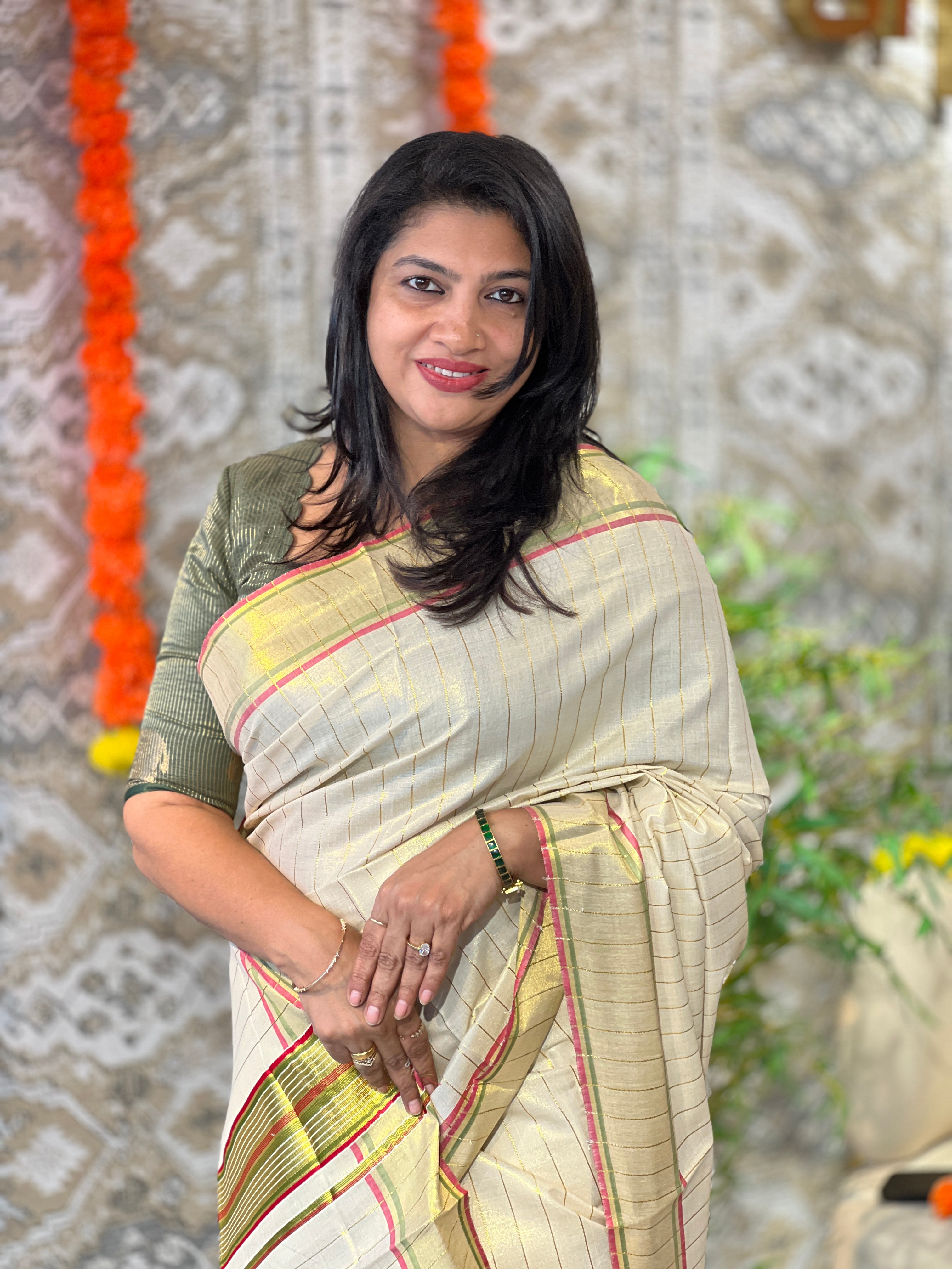 Tissue Weaved  Kerala Cotton Saree | RLF136