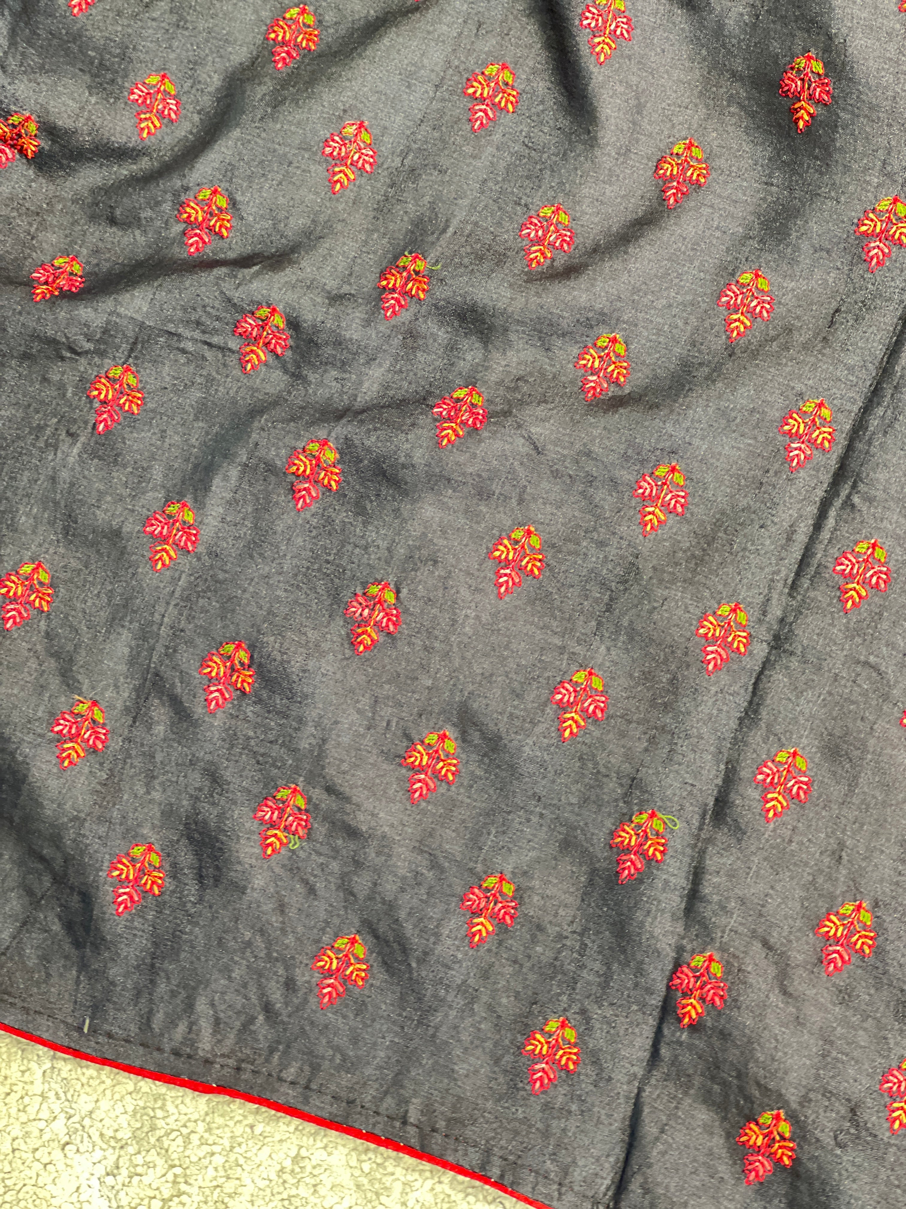 Thread Embroidery Pure Tussar Saree |  RGD706