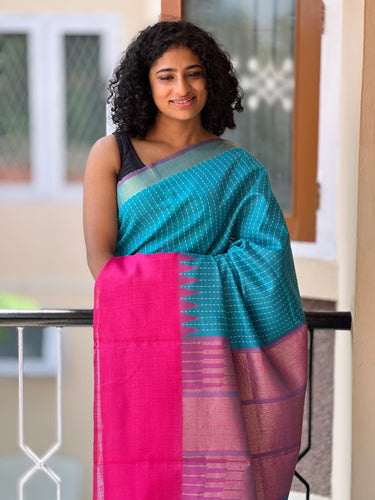 Kantha Weaving Semi Silk Saree | SKH158
