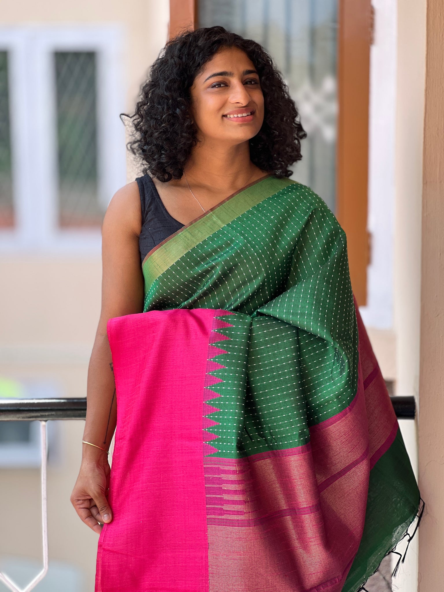 Maroon Temple Border Kanchipuram Silk Saree