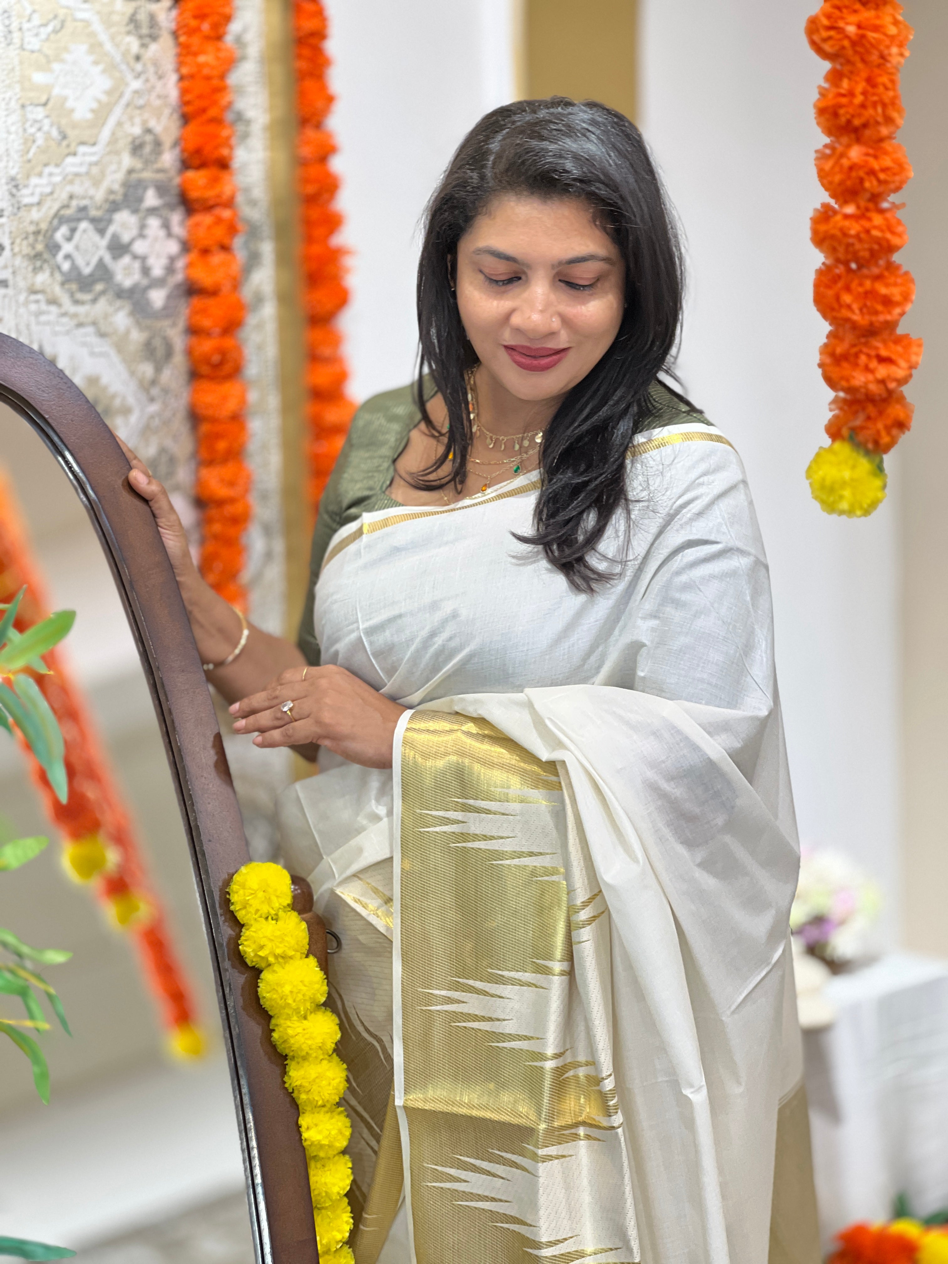 Temple Border Pattern  Kerala Cotton Saree | RLF147