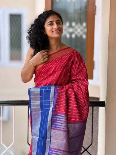 Semi Silk Saree With Check Weaved Pattern | SKH161