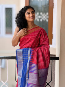 Semi Silk Saree With Check Weaved Pattern | SKH161