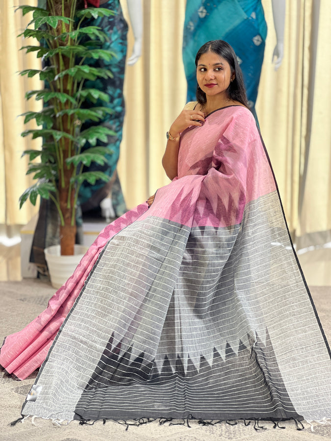 Ikat Inspired Linen Saree | DLS333