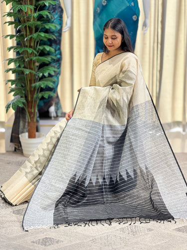 Ikat Inspired Linen Saree | DLS334
