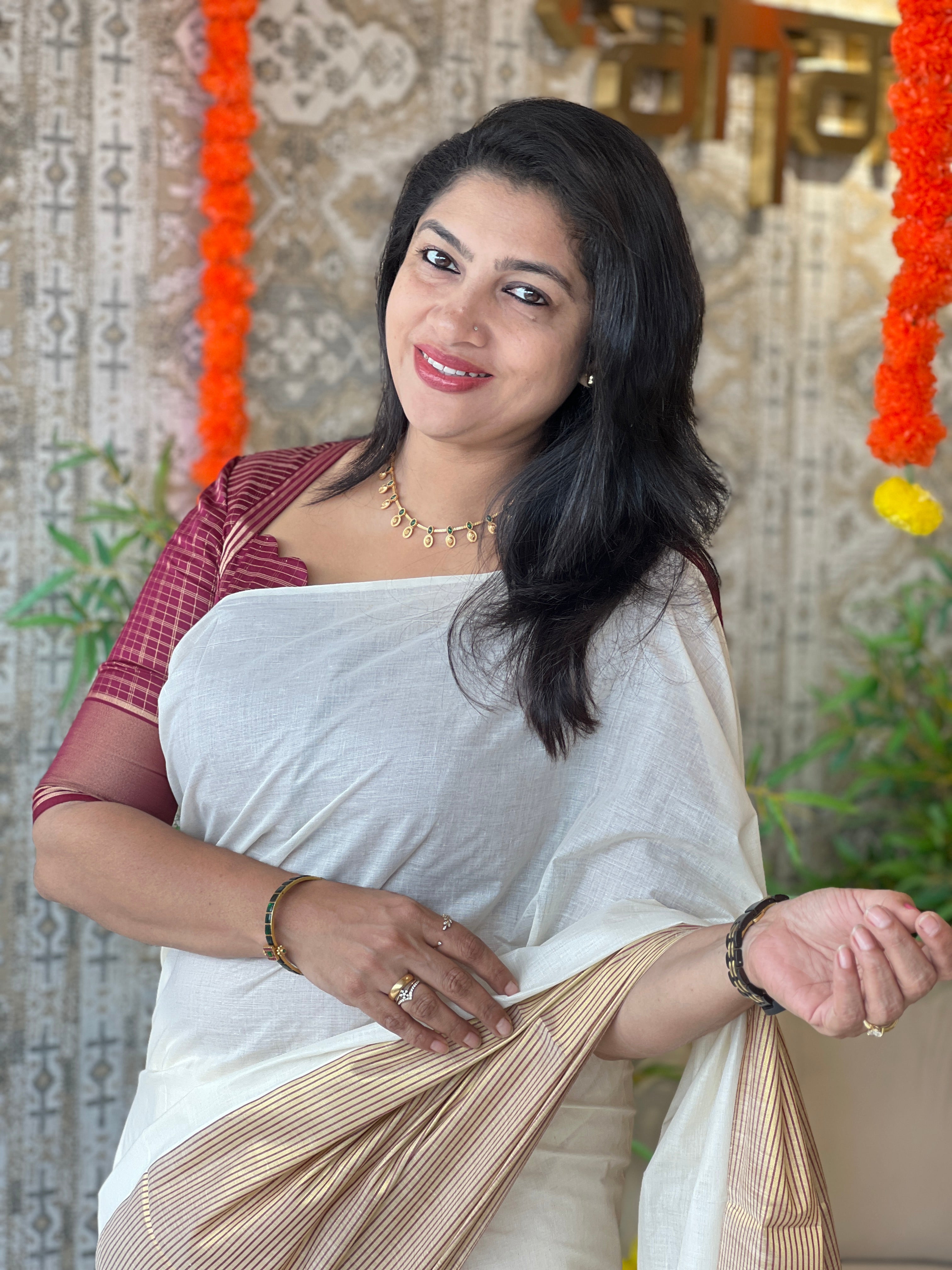 Zari Line Border Kerala Cotton Saree | RLF199