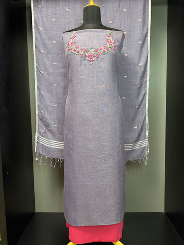 Hand Embroidery Detailed Linen Salwar Set | SW2066