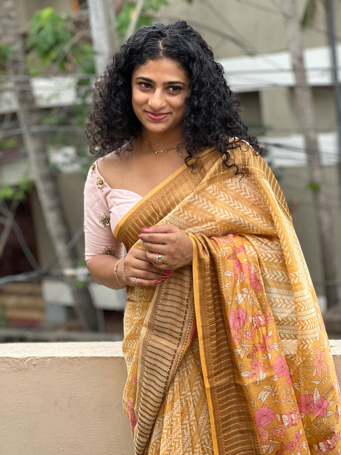 Floral Printed Chanderi Silk Saree | RGD185