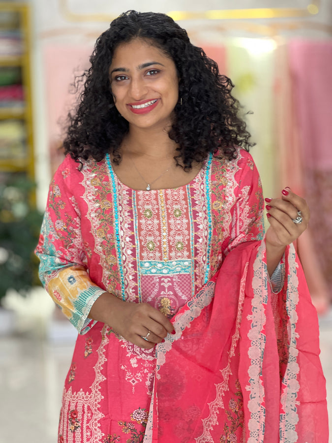 Printed Muslin Finish Kurta Set | FW156