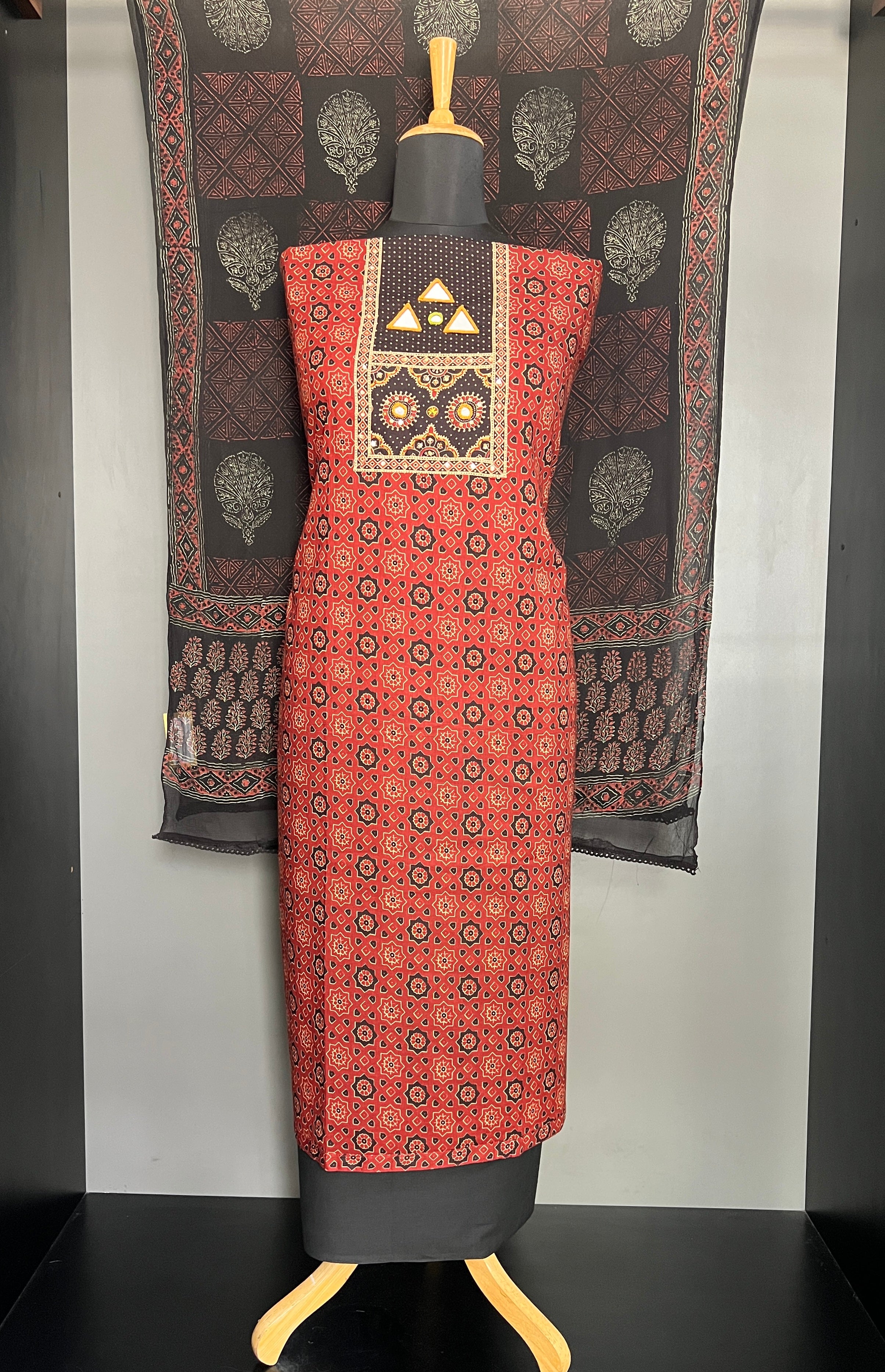 Ajrakh Printed Design Cotton Salwar Set | SW2429